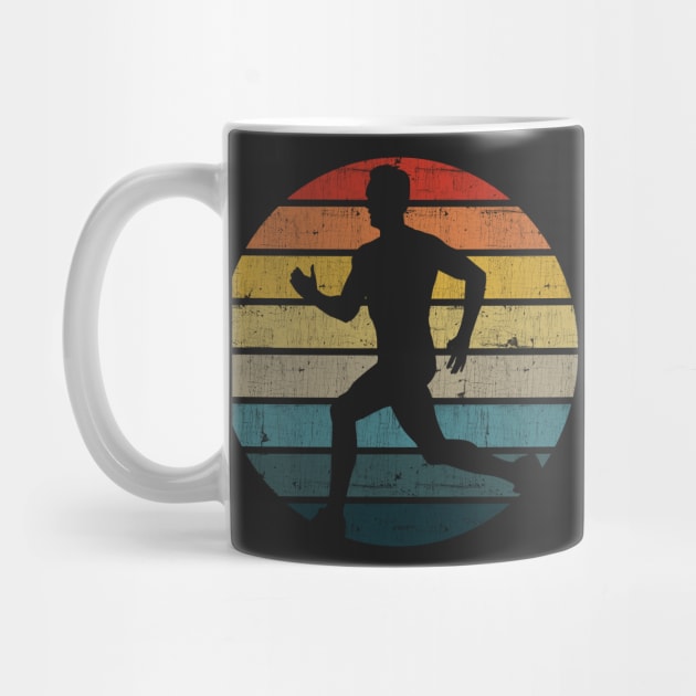 Running Man Silhouette On A Distressed Retro Sunset design by theodoros20